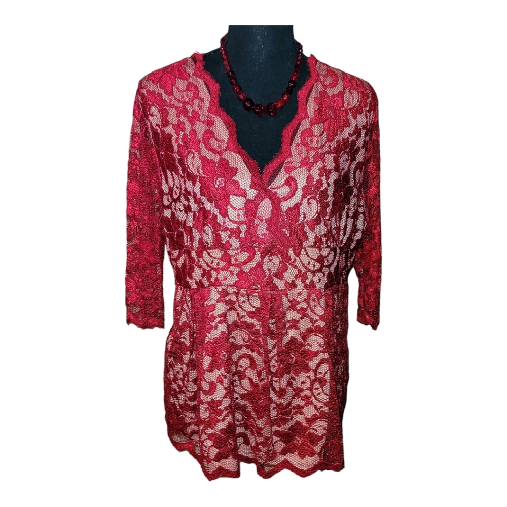 Red Lace Tunic - Size 1X